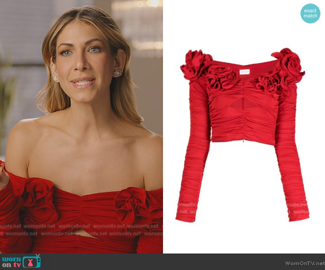 Magda Butrym Floral-applique crop top worn by Erin Lichy on The Real Housewives of New York City
