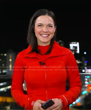 Maggie Rulli’s red down jacket on Good Morning America