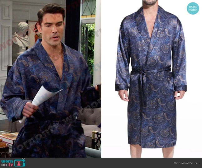 Majestic International Silk Paisley Shawl Robe worn by Dimitri Von Leuschner (Peter Porte) on Days of our Lives