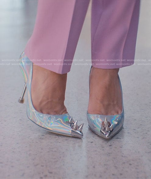 Marco’s silver spiked heels on Glamorous