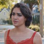 Marco’s red lace corset top on Glamorous