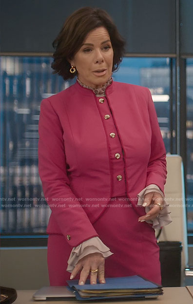Margaret’s pink suit on So Help Me Todd