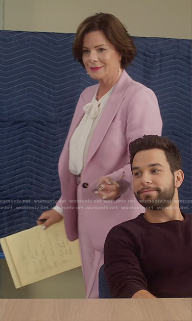 Margaret’s pink suit on So Help Me Todd