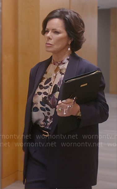 Margaret’s dark purple suit on So Help Me Todd