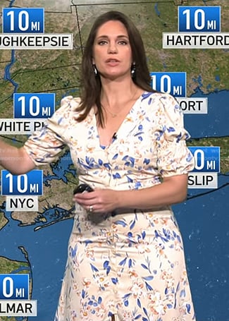 Maria’s beige floral v-neck dress on Today
