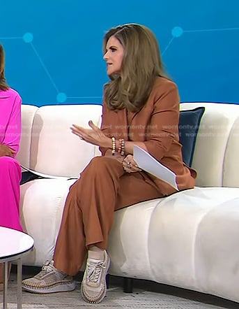 Maria’s brown pant suit and sneakers on Today