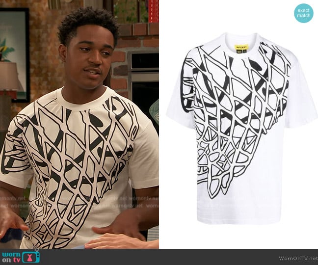 Market x Smiley In The Net T-shirt worn by Booker Baxter (Issac Ryan Brown) on Ravens Home