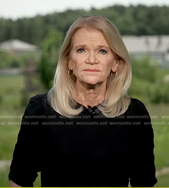 Martha Raddatz’s black ruched sleeve top on Good Morning America