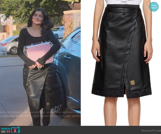 Martine Rose Black Wrap Midi Skirt worn by Kylie Jenner (Kylie Jenner) on The Kardashians