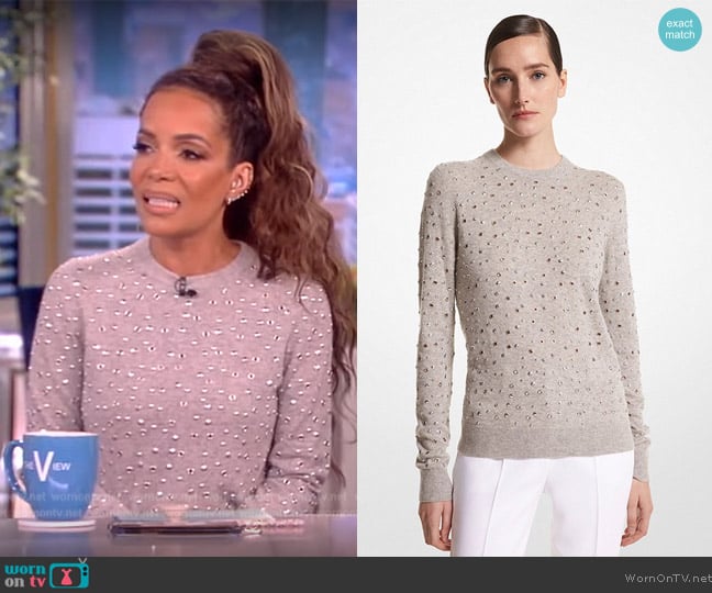 Michael Kors Embellished Cashmere Sweater worn by Sunny Hostin on The View