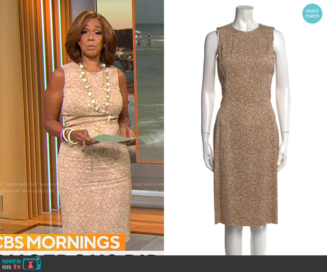 Michael Kors Crew Neck Sheath Dress worn by Gayle King on CBS Mornings