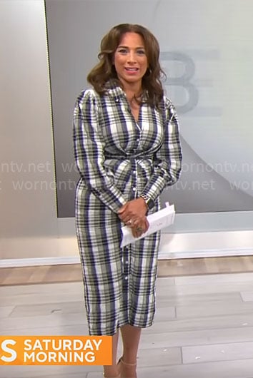 Michelle Miller’s plaid midi shirtdress on CBS Mornings