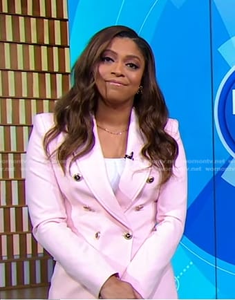 Morgan Norwood’s pink double breasted blazer on Good Morning America
