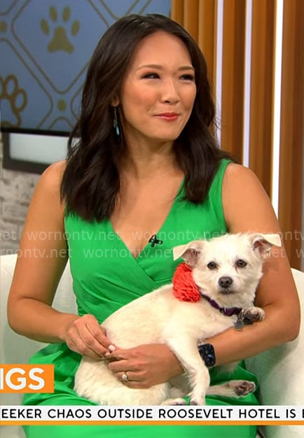Nancy Chen’s green wrap dress on CBS Mornings
