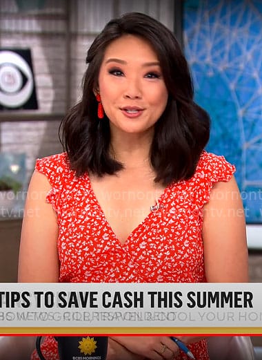 Nancy Chen’s orange floral dress on CBS Mornings