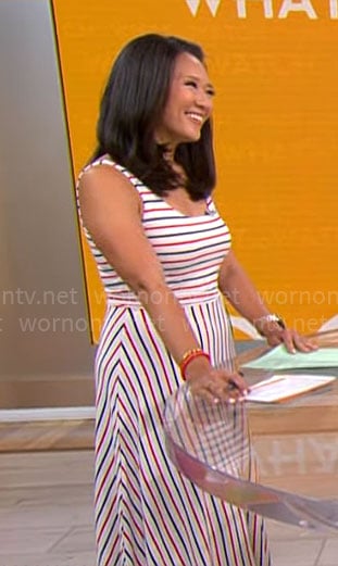 Nancy Chen’s striped midi dress on CBS Mornings