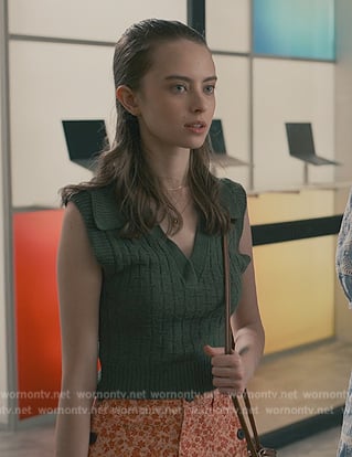 Nellie’s green sleeveless polo vest on Sweet Magnolias