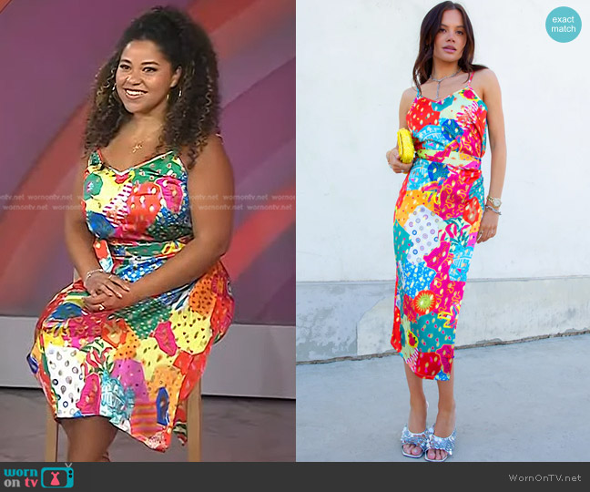 Never Fully Dressed Bizarre Printed Cami Top worn by Arianna Davis on Today
