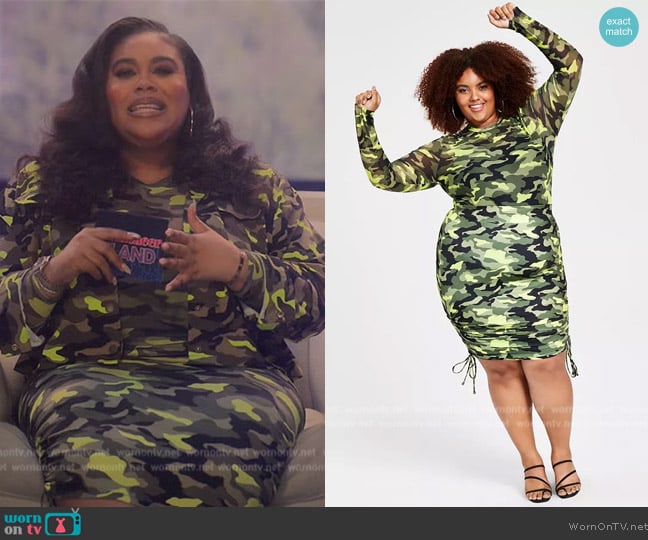 Nina Parker Trendy Plus Size Sheer Printed Mesh Top worn by (Nina Parker) on Grown-ish