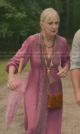 Paula’s pink embroidered dress on Sweet Magnolias