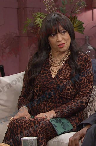 Paulina’s leopard print wrap dress on Days of our Lives