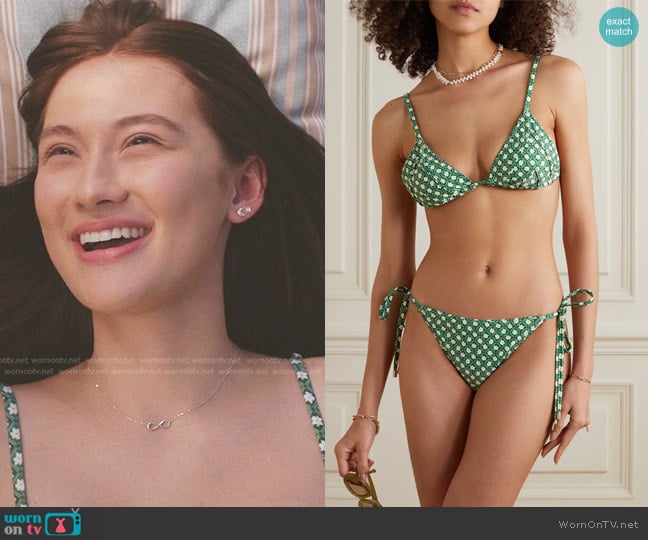Peony Floral-Print Stretch-ECONYL Bikini Top worn by Belly Conklin (Lola Tung) on The Summer I Turned Pretty