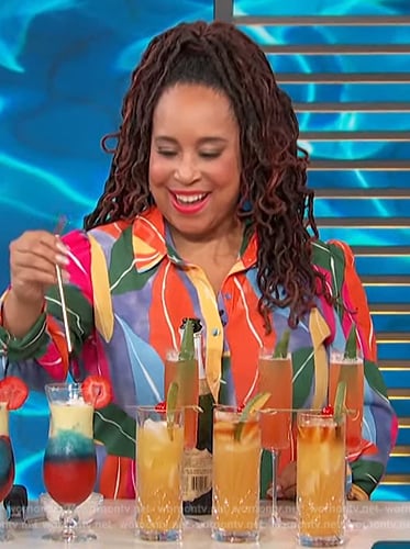 Pia Days’ floral print blouse on Access Hollywood