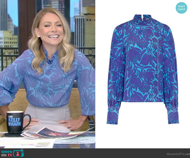 Pink House Mustique Silk Kelly Blouse worn by Kelly Ripa on Live with Kelly and Mark