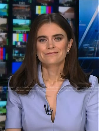 Pippa Stevens’s blue v-neck collared dress on NBC News Daily