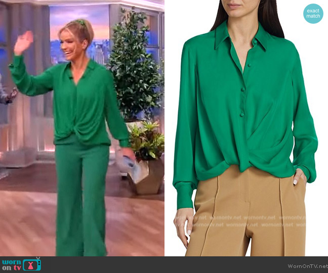 Prabal Gurung Twist-Front Button-Down Shirt worn by Sara Haines on The View