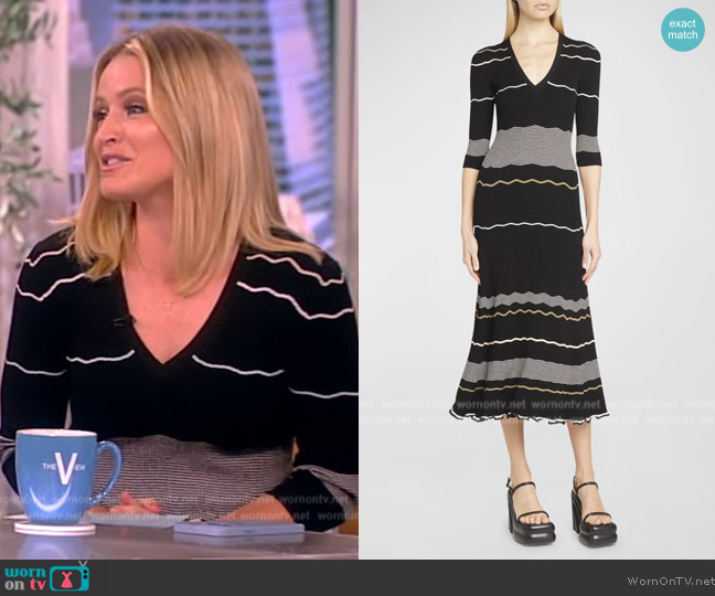 Proenza Scouler Matte Viscose Stripe Midi Dress worn by Sara Haines on The View