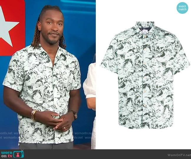Paul Smith Cotton Shirt in Cracked Wave worn by Scott Evans on Access Hollywood