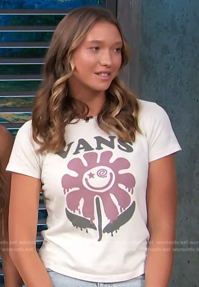 Pua DeSoto’s Vans graphic tee on Access Hollywood