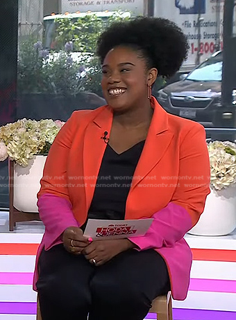 Rachel Smith’s orange and pink colorblock Blazer on Today