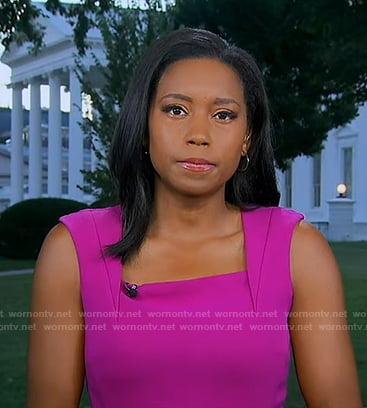 Rachel’s purple square neck dress on Good Morning America