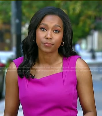Rachel’s purple square neck dress on Good Morning America