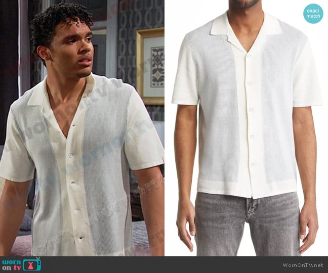 Rag & Bone Harvey Cotton Knit Camp Shirt worn by Theo Carver  (Cameron Johnson) on Days of our Lives