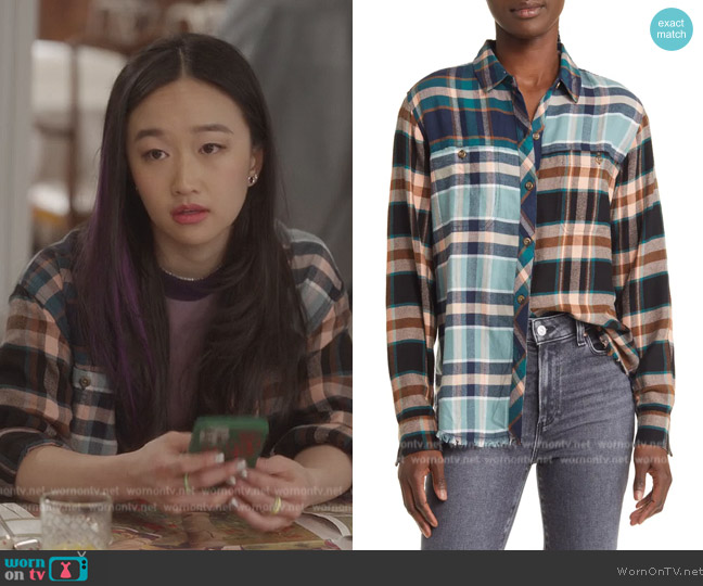 Rails Brando Mixed Plaid Button-Up Shirt worn by Lily Goldenblatt (Cathy Ang) on And Just Like That