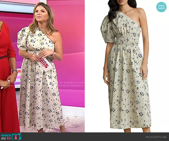 Polo Ralph Lauren Floral One Shoulder Poplin Midi Dress worn by Jenna Bush Hager on Today