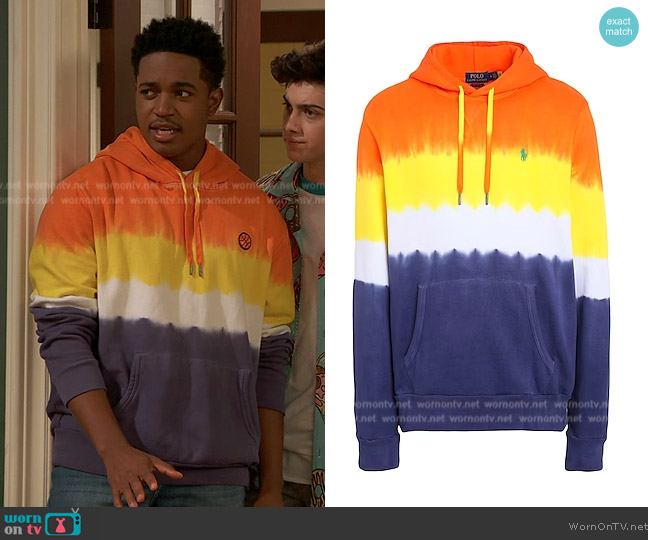 Ralph Lauren Tie Dye Fleece Hoodie worn by Booker Baxter (Issac Ryan Brown) on Ravens Home