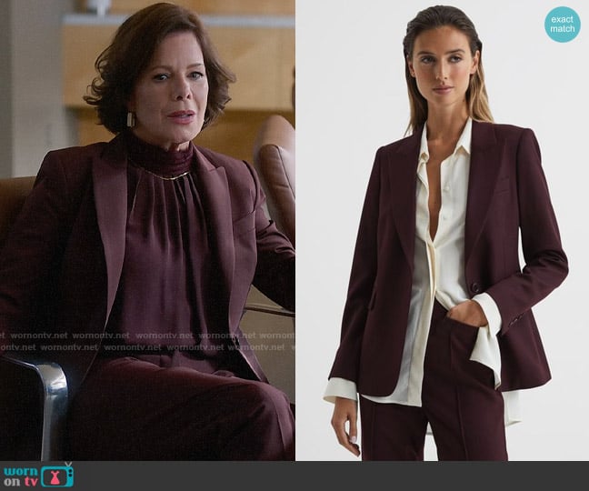 Reiss Flora Blazer in Berry worn by Margaret Wright (Marcia Gay Harden) on So Help Me Todd