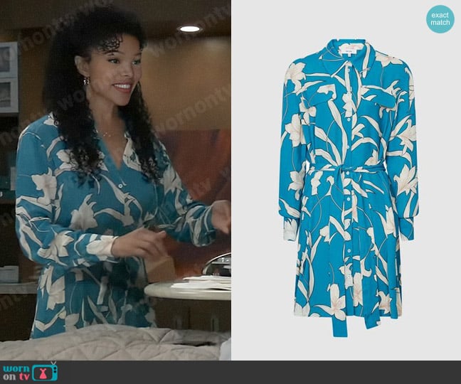 Reiss Tilda Dress in Blue worn by Portia Robinson (Brook Kerr) on General Hospital