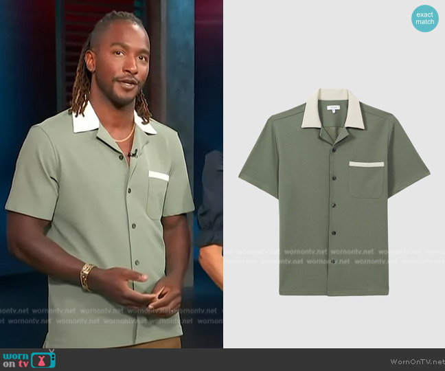 Reiss Troom Slim Fit Cuban Collar Contrast Shirt worn by Scott Evans on Access Hollywood