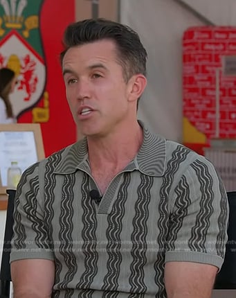 Rob McElhenney’s green wavy stripe polo shirt on Today