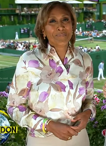 Robin’s floral print blouse on Good Morning America