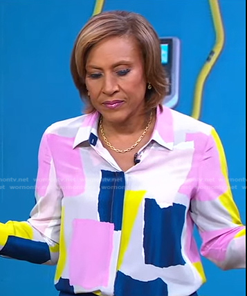 Robin’s multicolor print shirt on Good Morning America