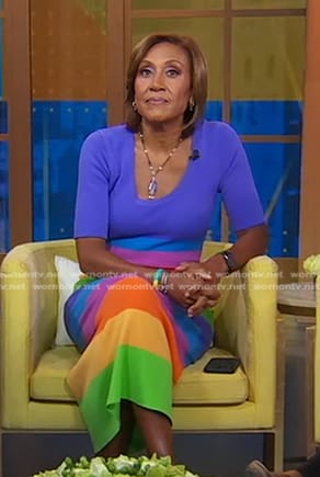 Robin’s rainbow stripe dress on Good Morning America