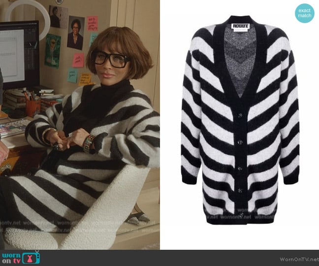 Rotate Kayana chevron cardigan worn by Lisa Todd Wexley (Nicole Ari Parker) on And Just Like That