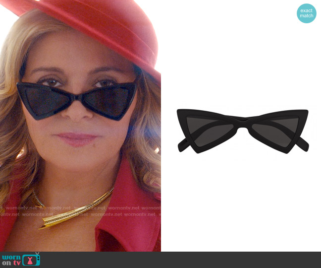 Saint Laurent SL 207 Triangle Acetate Sunglasses worn by Madolyn Addison (Kim Cattrall) on Glamorous