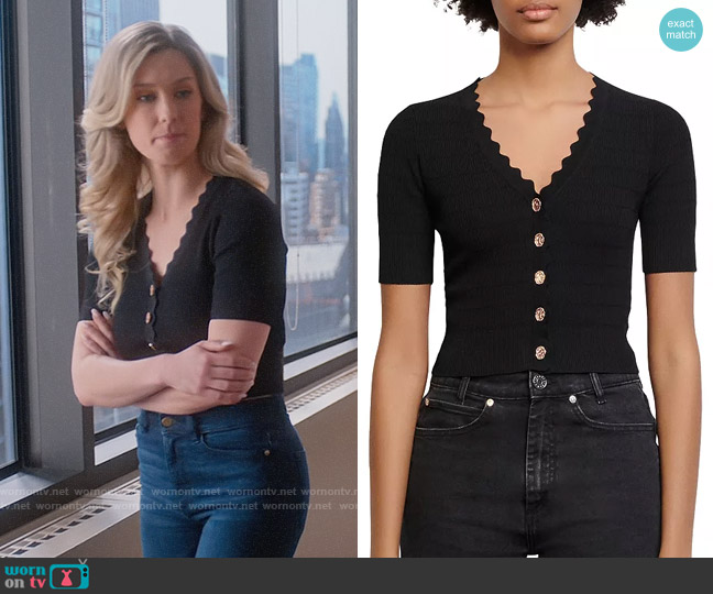 Sandro Cecil Cardigan worn by Amy (Briga Heelan) on So Help Me Todd